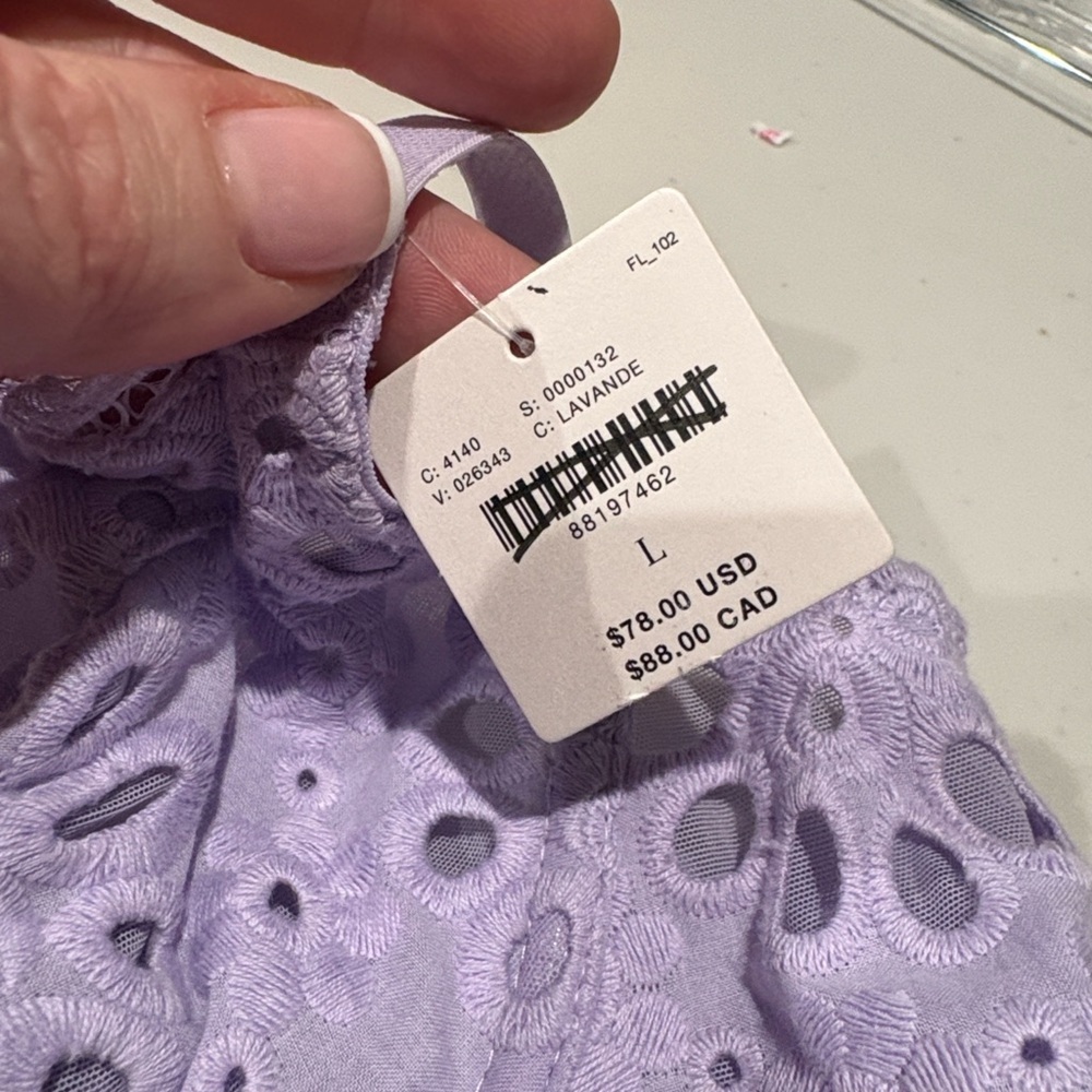 Anthropologie - The Giselle Eyelet Lace Corset Bustier Crop Top. Lavendar. Large - Picture 9 of 14